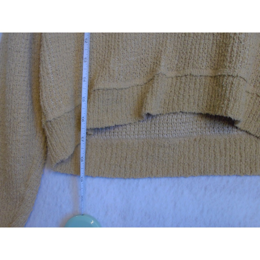 Free People Mustard Yellow V-Neck Knit Cropped Sweater XS‎ OB841249 - Picture 4 of 8